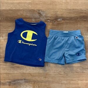 Champion Kids Tank Top and Shorts Set in Blue and Yellow